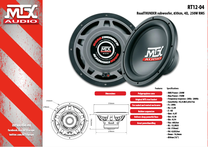 Page 1 de la notice Fiche technique MTX Audio RT12-04