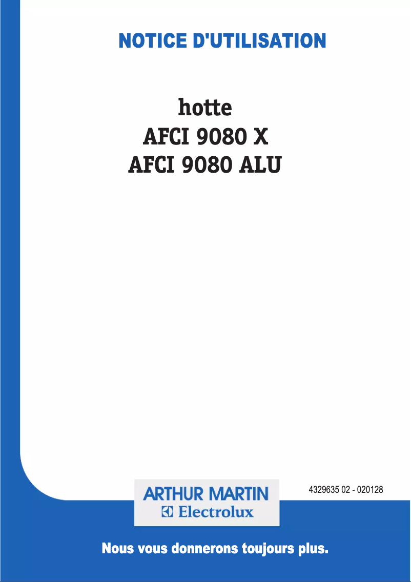 Image de la première page du manuel de l'appareil AFCI9080X