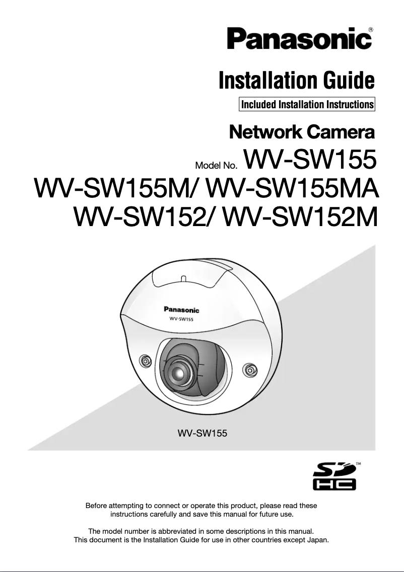 Image de la première page du manuel de l'appareil WV-SW155MA