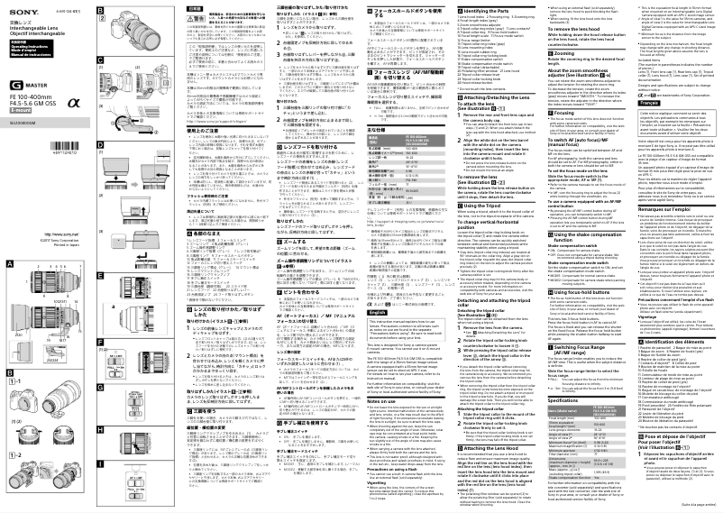 Image de la première page du manuel de l'appareil FE 100-400mm f/4.5-5.6 GM OSS