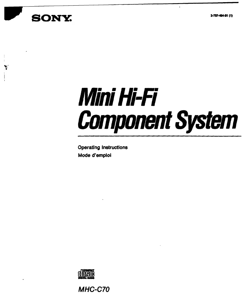 Imagen de la primera página del manual del dispositivo MHC-C70
