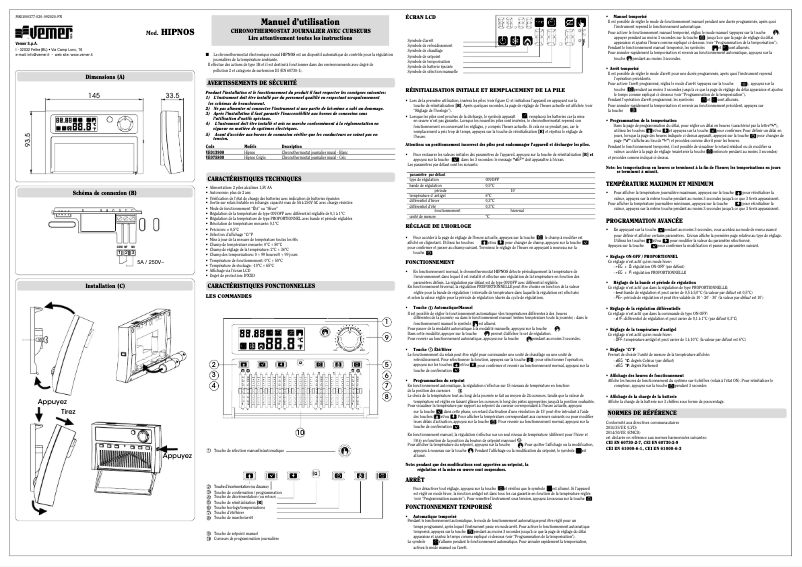 Page 1 de la notice Manuel utilisateur Vemer Hipnos