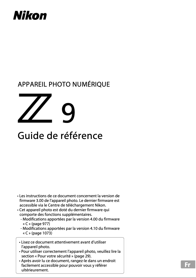 Page 1 de la notice Manuel utilisateur Nikon 1 V3