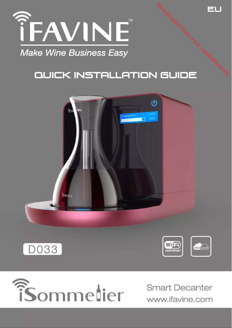 Página 1 del manual Manual de usuario iFavine iSommelier Pro DO33