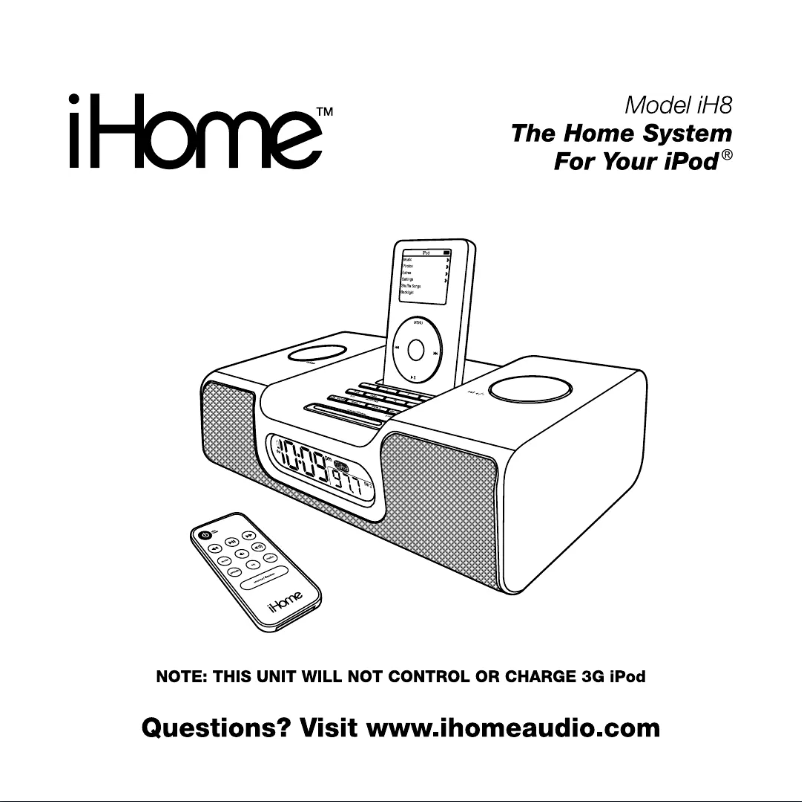 Page n°1 - Manuel utilisateur iHome IH8