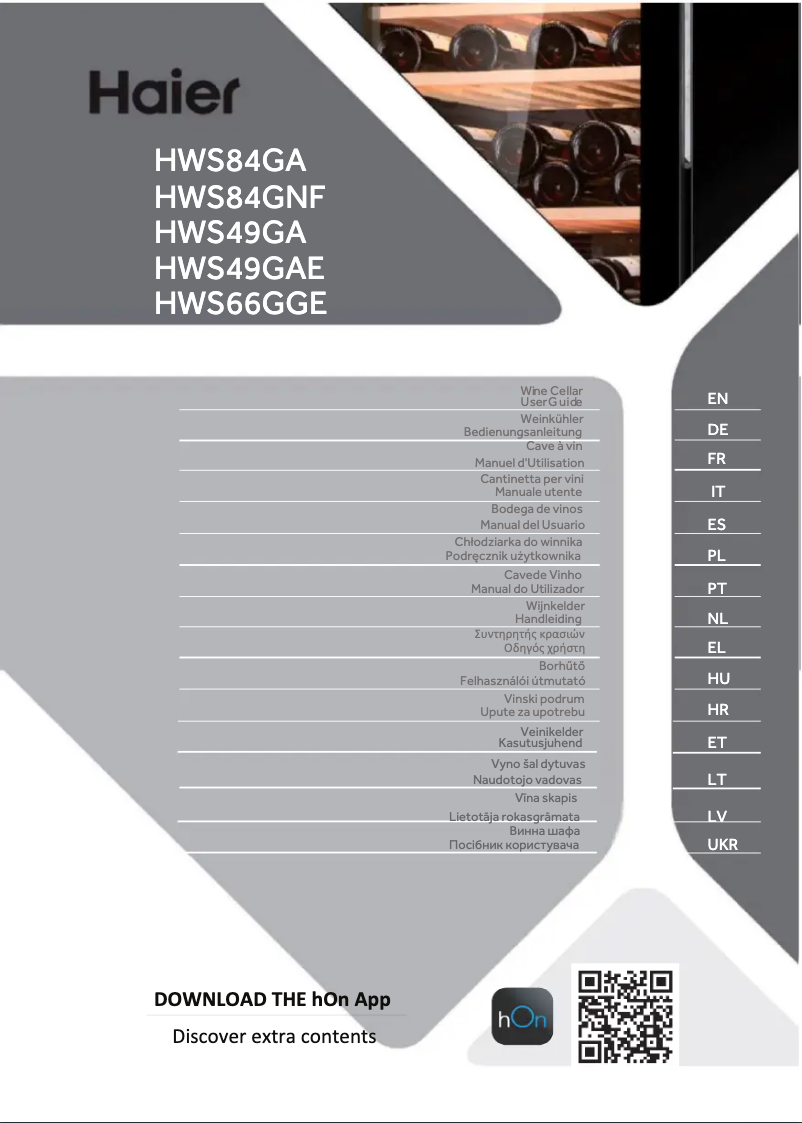 Image de la première page du manuel de l'appareil Wine Bank 50 Serie 5 HWS49GA