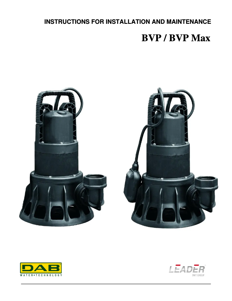 Page 1 de la notice Manuel utilisateur DAB BVP MAX