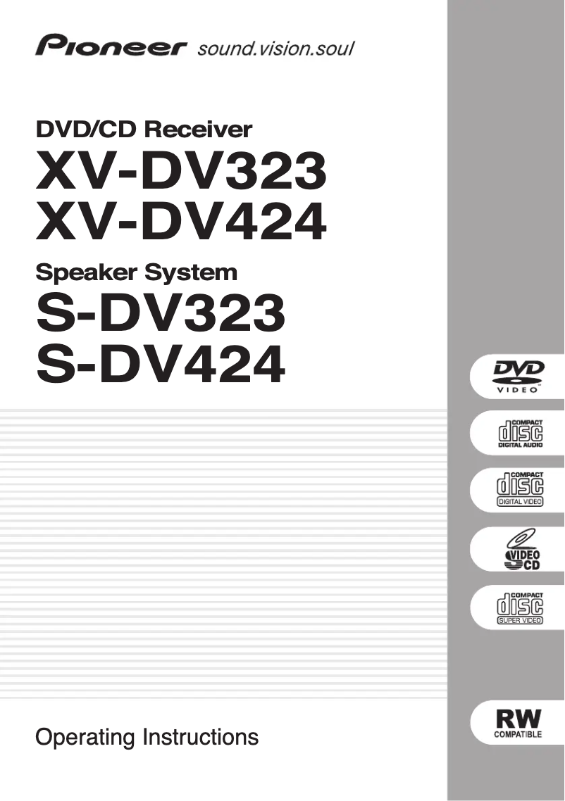 Image de la première page du manuel de l'appareil XV S-DV424