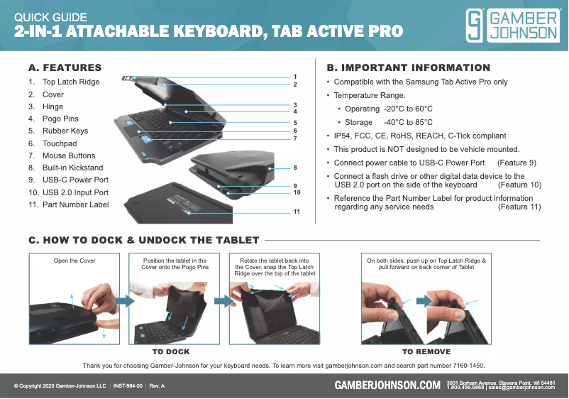 Page 1 de la notice Manuel utilisateur Gamber-Johnson 7160-1450-01