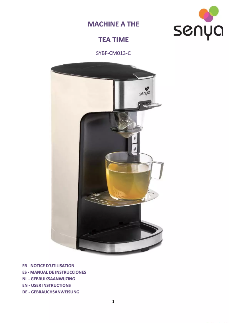Page 1 de la notice Manuel utilisateur Senya Tea Time SYBF-CM013