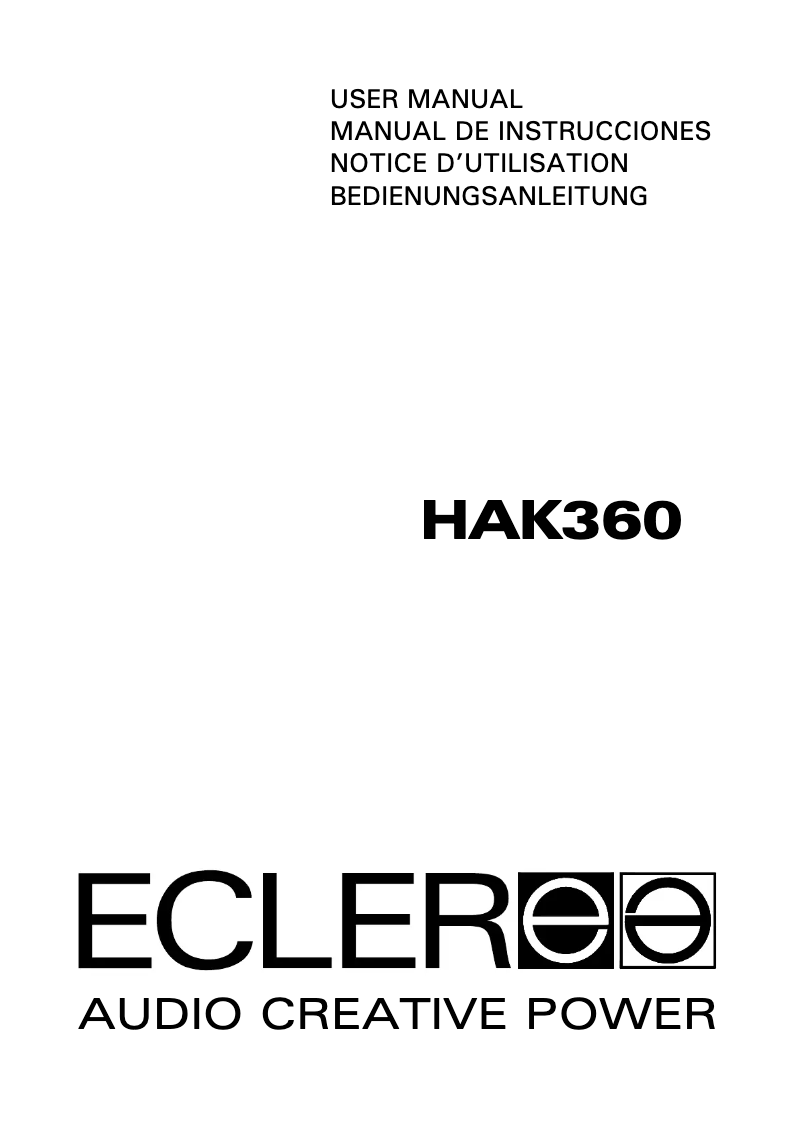 Page n°1 - Manuel utilisateur Ecler HAK 360