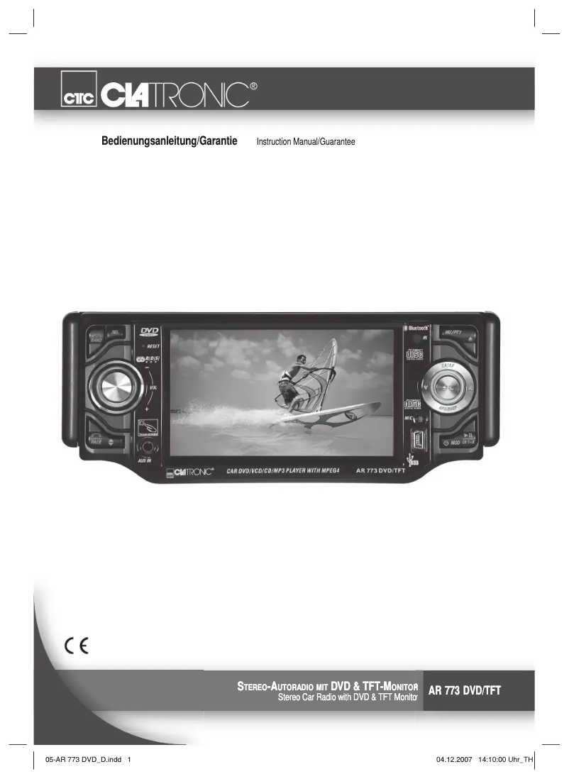 Page n°1 - Manuel utilisateur Clatronic AR 773 DVD TFT