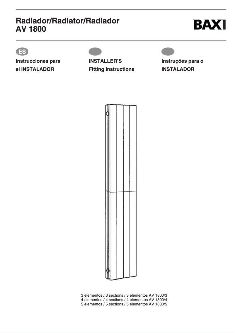 Page 1 de la notice Manuel utilisateur Baxi AV 1800