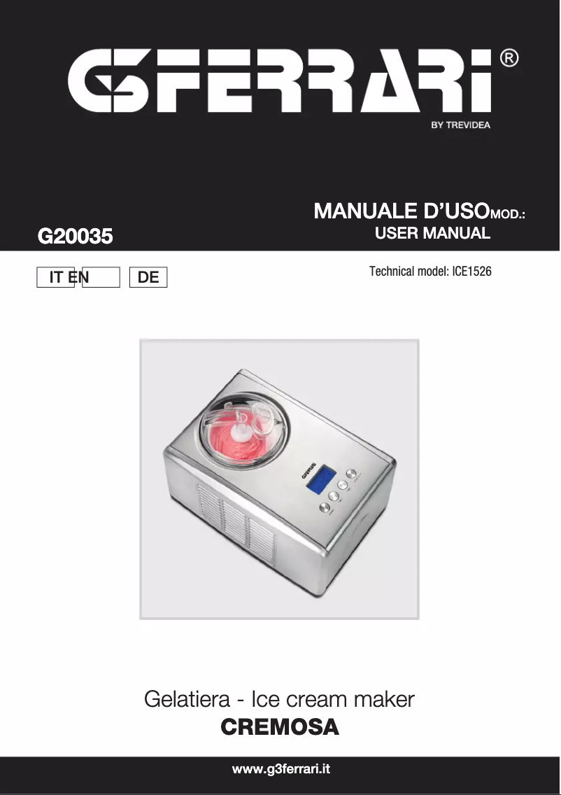 Page n°1 - Manuel utilisateur G3 Ferrari Cremosa G20035