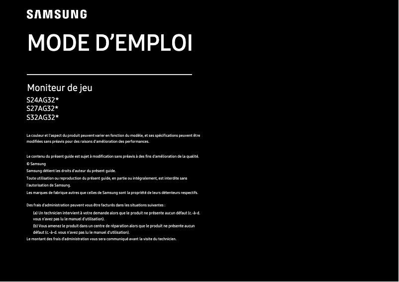 Page 1 de la notice Manuel utilisateur Samsung S27AG320NM