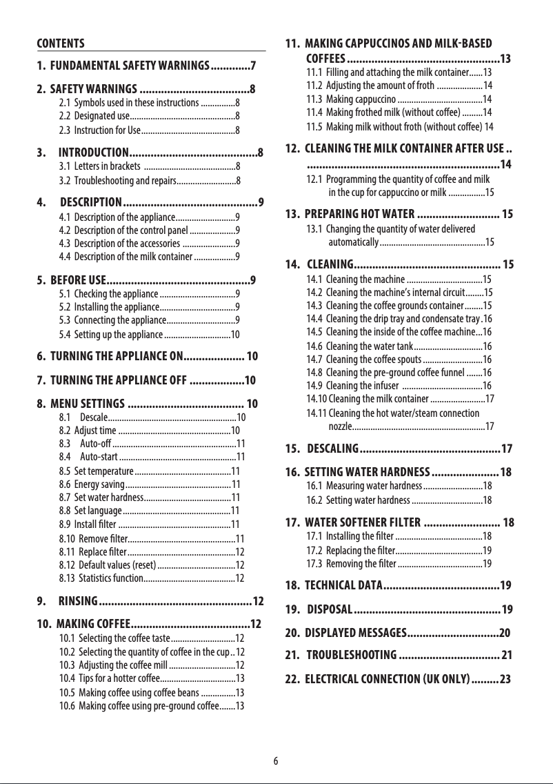 Page n°1 - Manuel utilisateur DeLonghi Magnifica S ECAM22.360.W