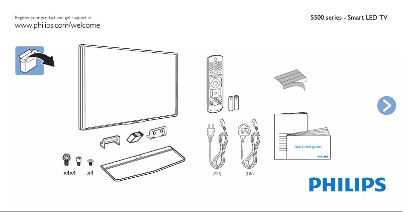 Page n°1 - Guide de démarrage rapide Philips 5500 series 48PFT5509