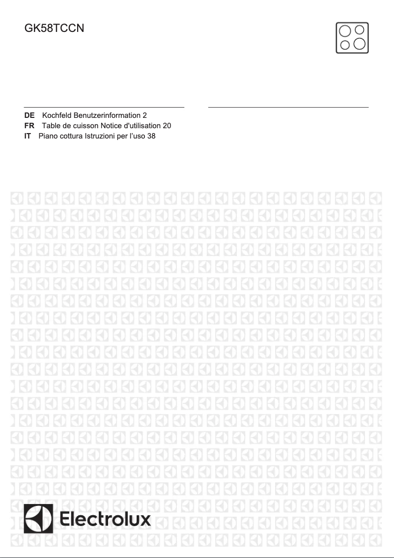 Page 1 de la notice Manuel utilisateur Electrolux GK58TCCN