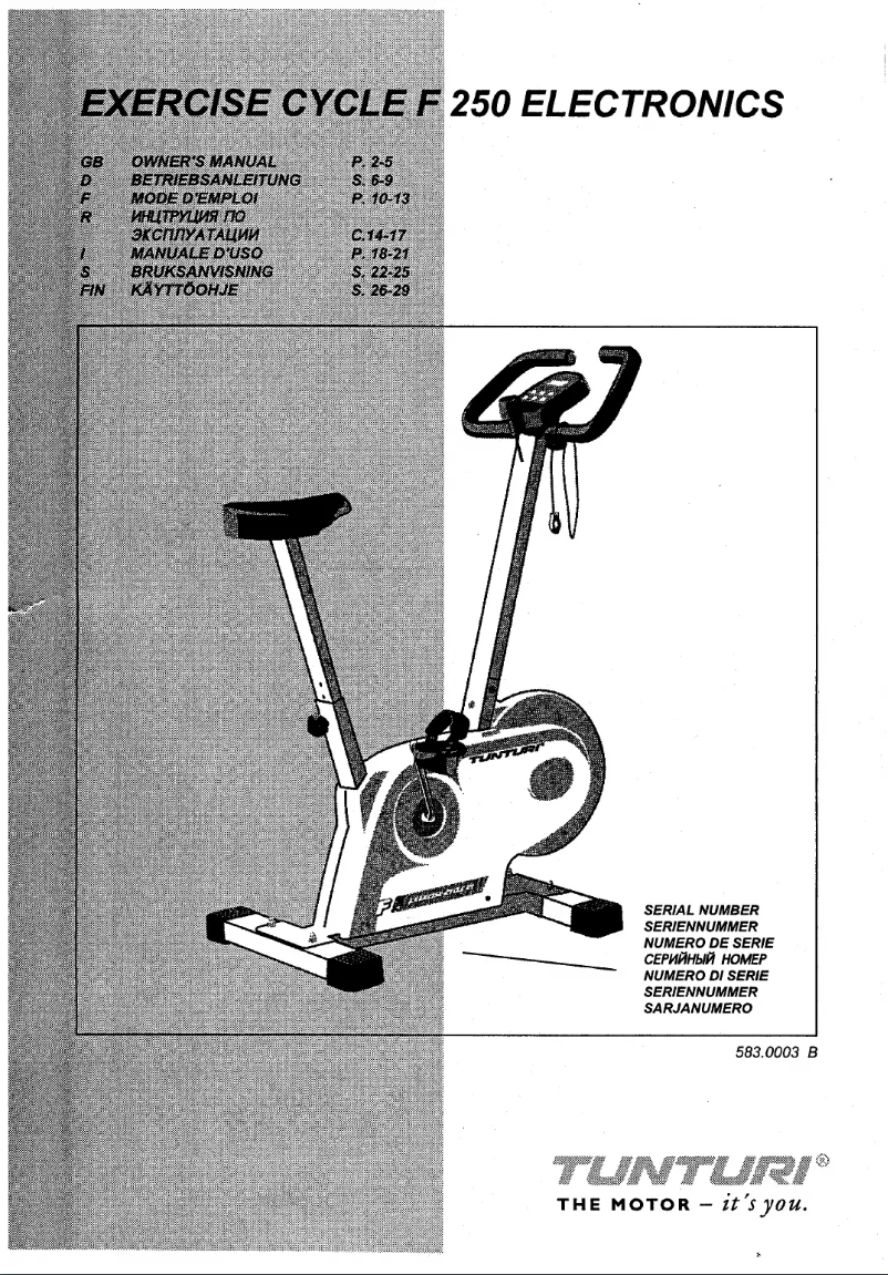 Page n°1 - Manuel utilisateur Tunturi F250