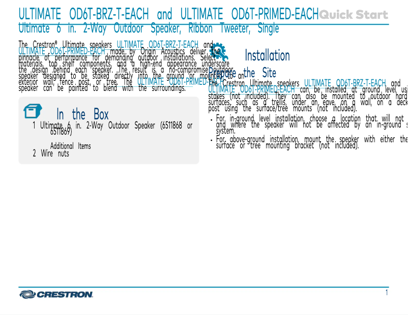 Image de la première page du manuel de l'appareil Ultimate OD6T-BRZ-T-EACH