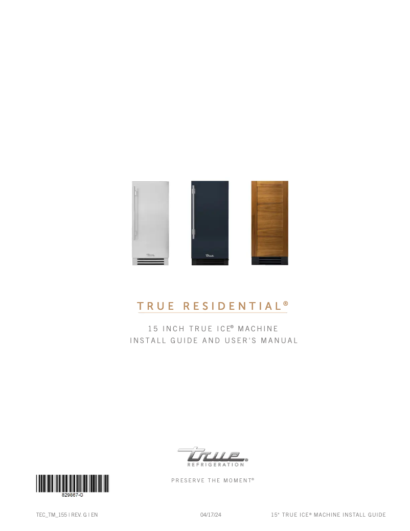 Page 1 de la notice Manuel utilisateur True TUI-15-R-SS-D