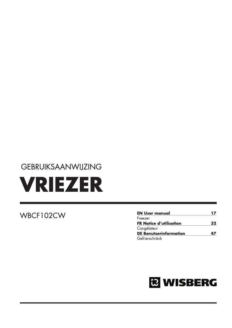 Page n°1 - Manuel utilisateur Wisberg WBCF102CW