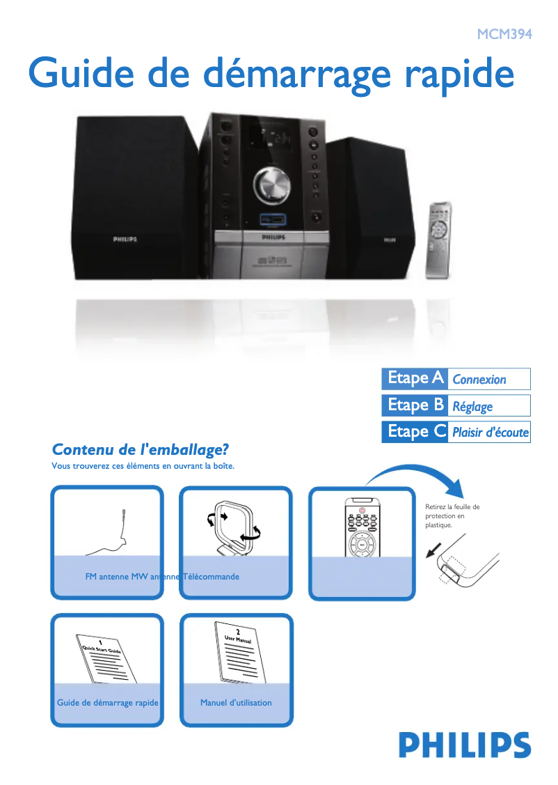 Página 1 del manual Guía de inicio rápido Philips MCM394