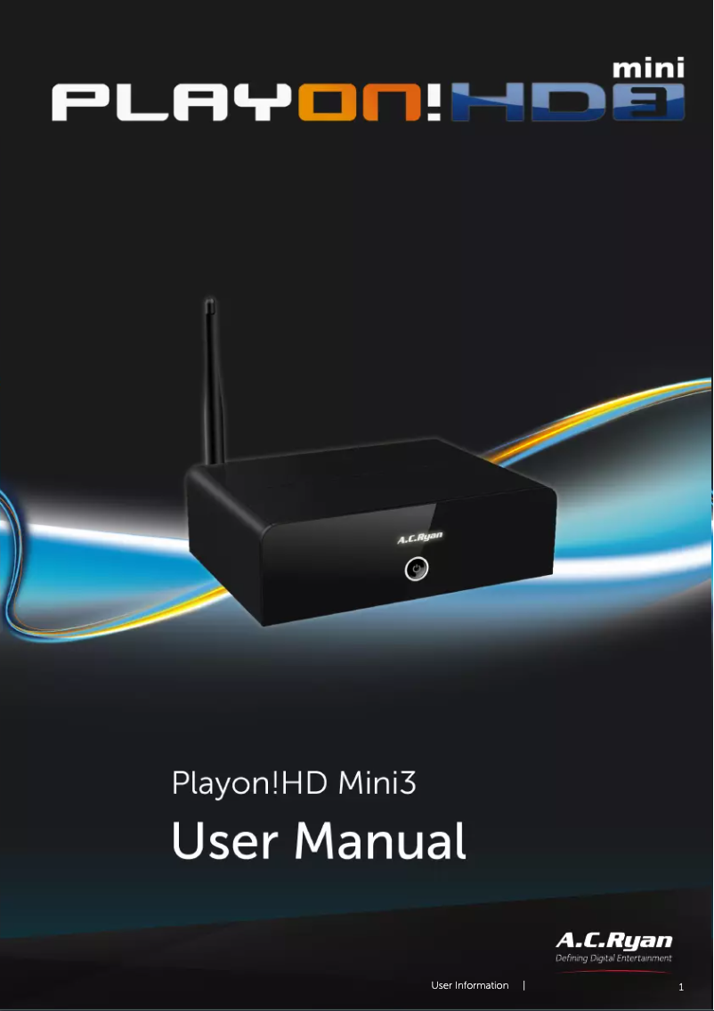 Page n°1 - Manuel utilisateur AC Ryan Playon!HD3 Mini ACR-PV73920