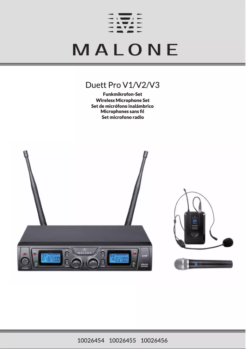 Page 1 de la notice Manuel utilisateur Malone Duett Pro V1