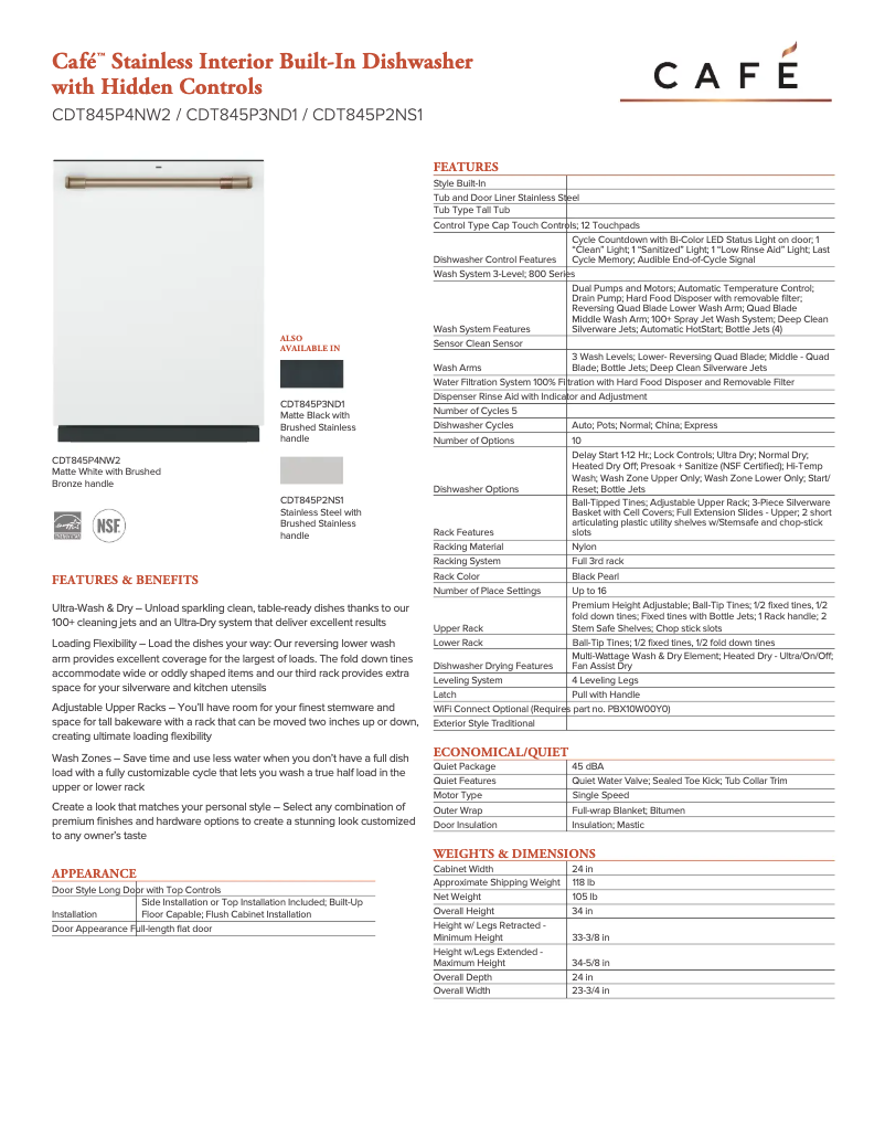 Image de la première page du manuel de l'appareil CDT845P4NW2