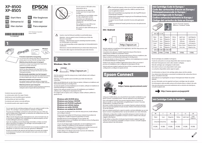 Page 1 de la notice Guide d'installation Epson Expression Photo XP-8500