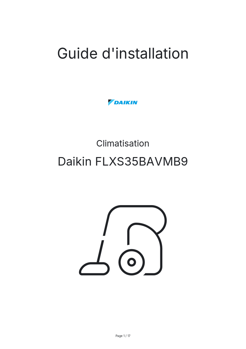 Page n°1 - Guide d'installation Daikin FLXS35BAVMB9