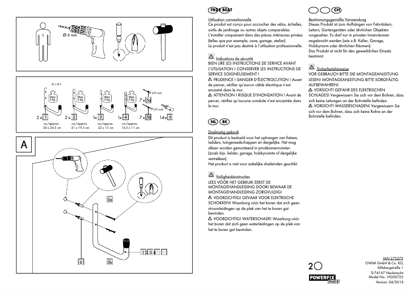 Page 1 de la notice Manuel utilisateur Powerfix IAN 110793