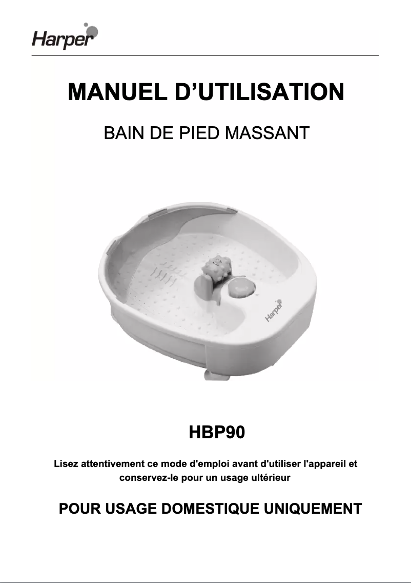 Image de la première page du manuel de l'appareil HBP90