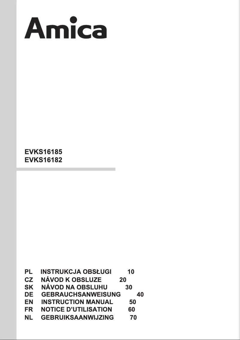 Page 1 de la notice Manuel utilisateur Amica EVKS16185