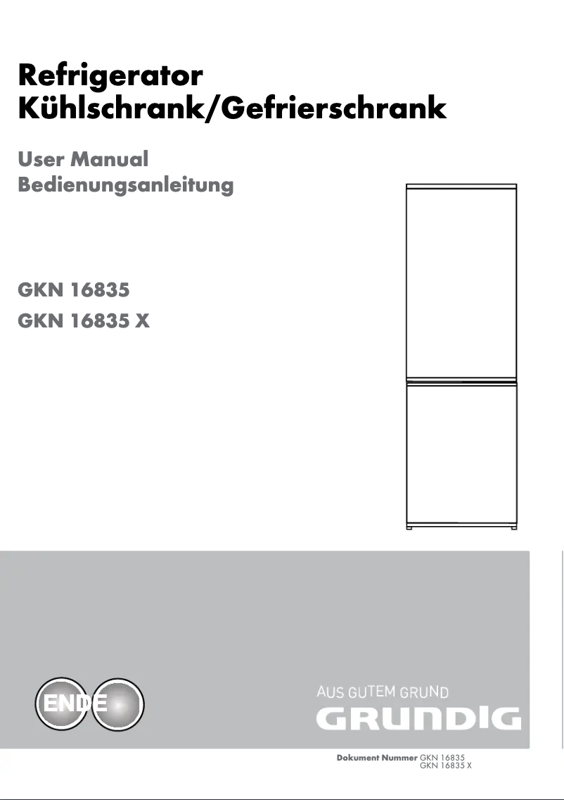 Page 1 de la notice Manuel utilisateur Grundig GKN 16835 X