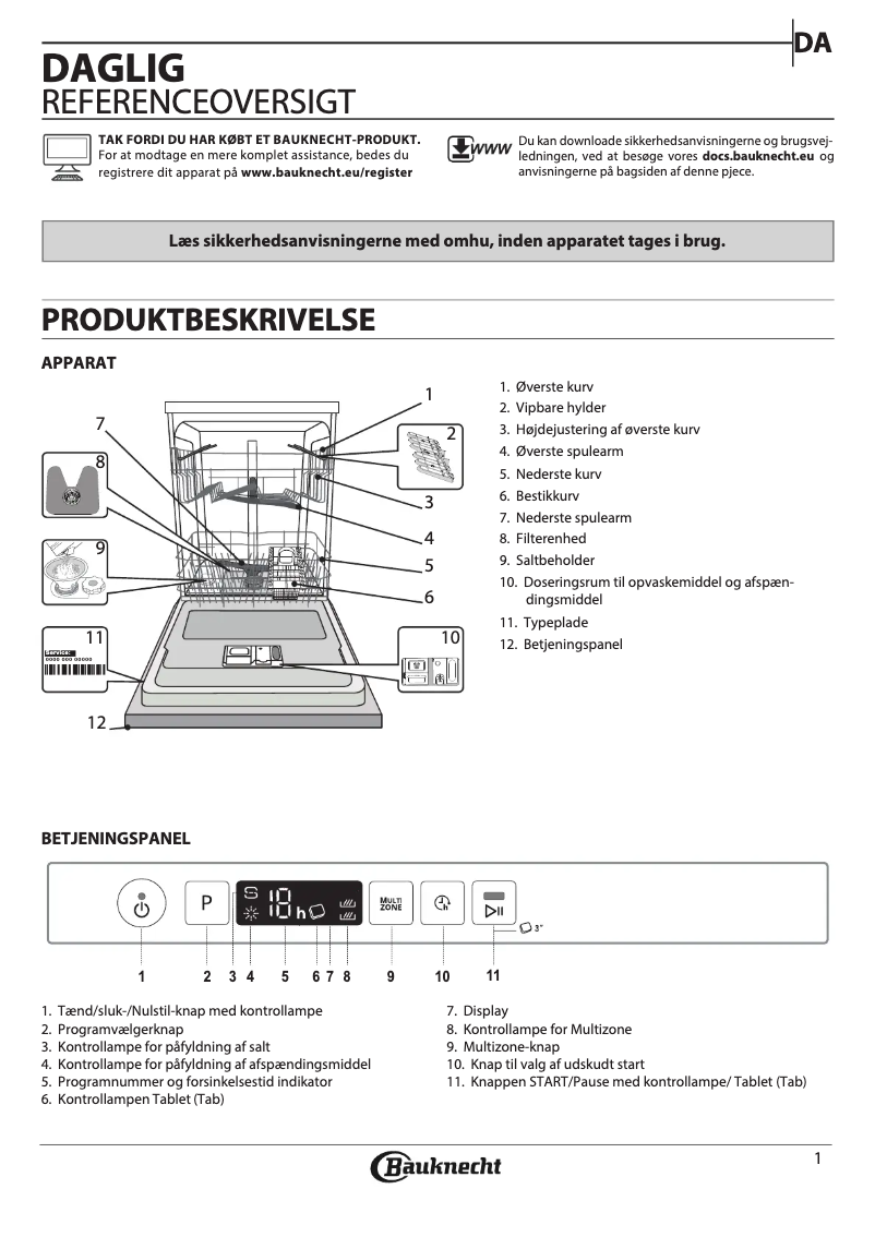 Page 1 de la notice Manuel utilisateur Bauknecht BCIC 3C26 E