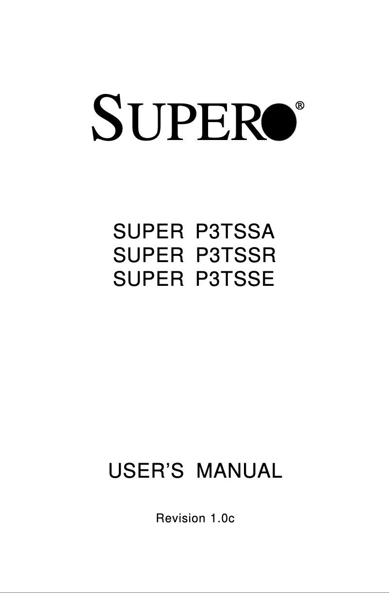 Page n°1 - Manuel utilisateur Supermicro P3TSSR