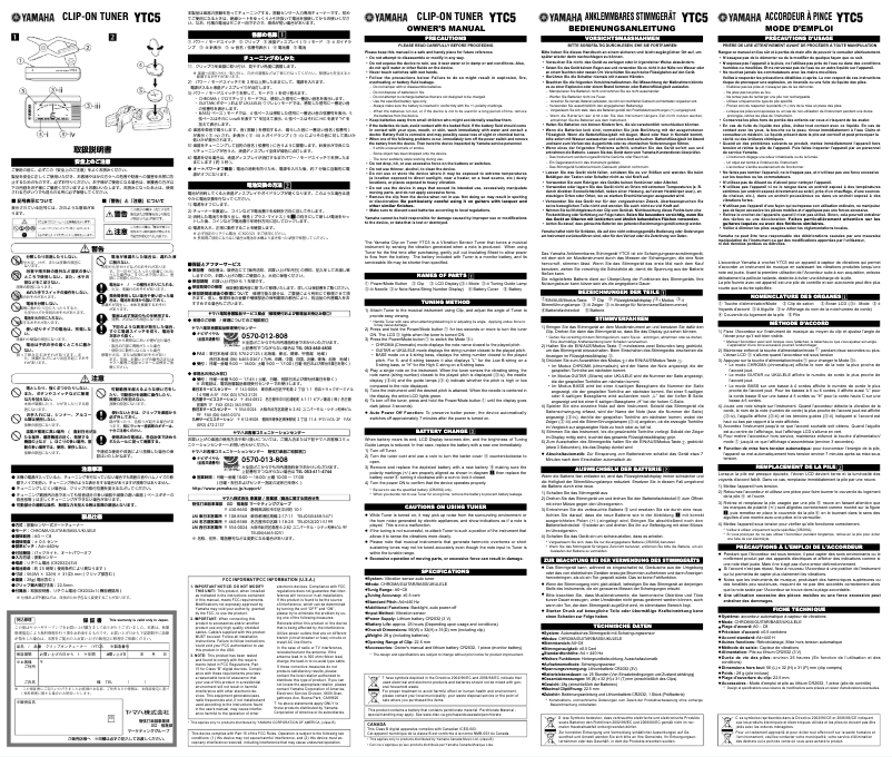 Page 1 de la notice Manuel utilisateur Yamaha YT100