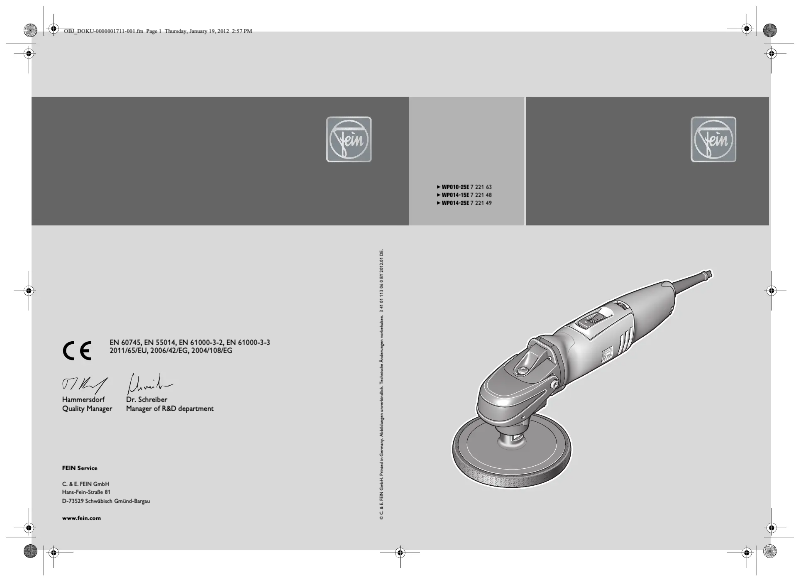 Page n°1 - Manuel utilisateur Fein WPO 15-25 E