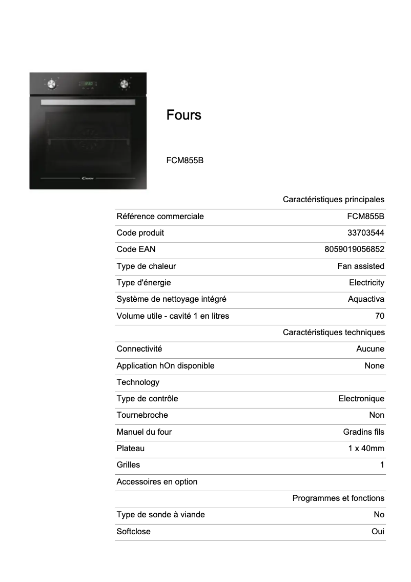 Image de la première page du manuel de l'appareil FCM855B