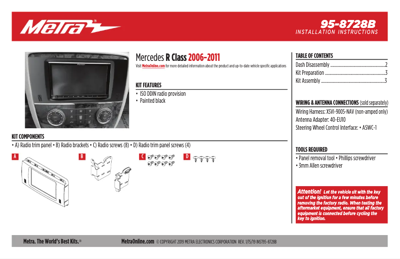 Page n°1 - Mode d'emploi Metra 95-8728B