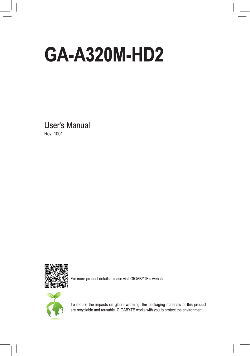 Image de la première page du manuel de l'appareil GA-A320M-HD2