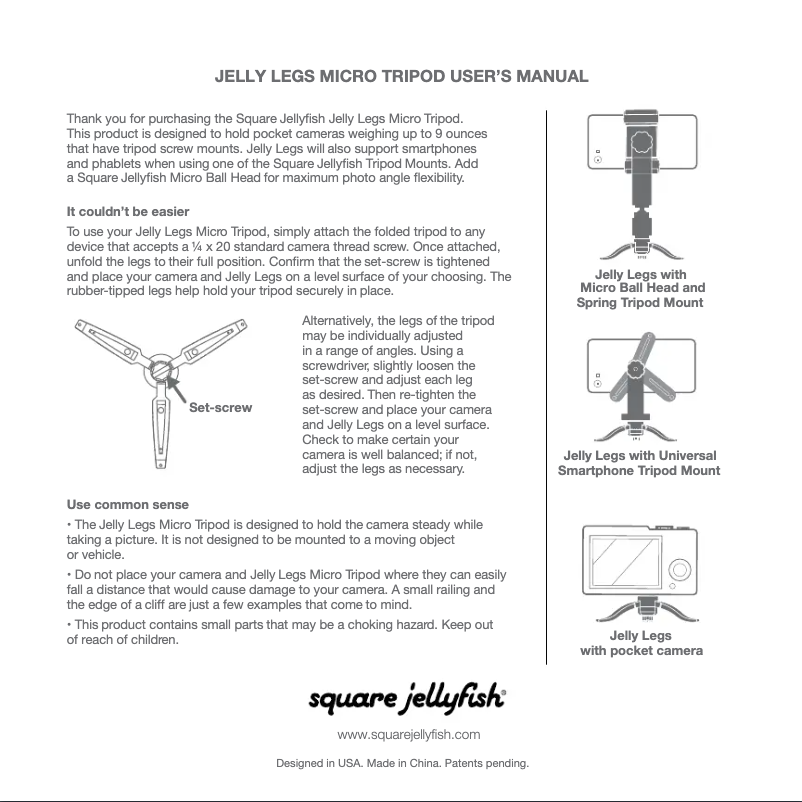 Page n°1 - Manuel utilisateur Square Jellyfish Jelly Legs