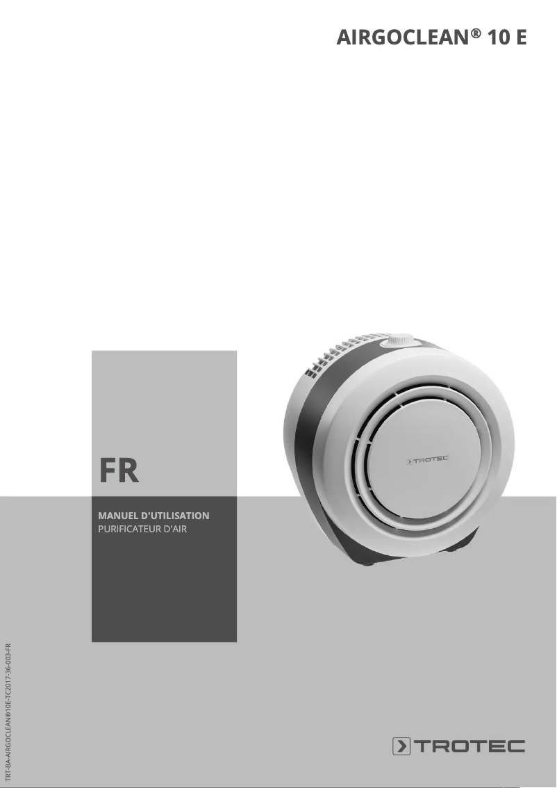 Page 1 de la notice Manuel utilisateur Trotec AirgoClean 10 E