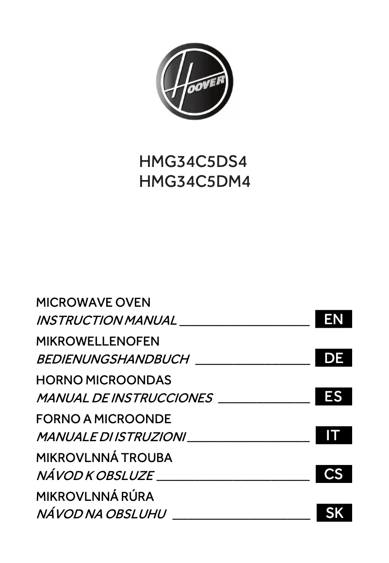 Page n°1 - Manuel utilisateur Hoover HMG34C5DS4