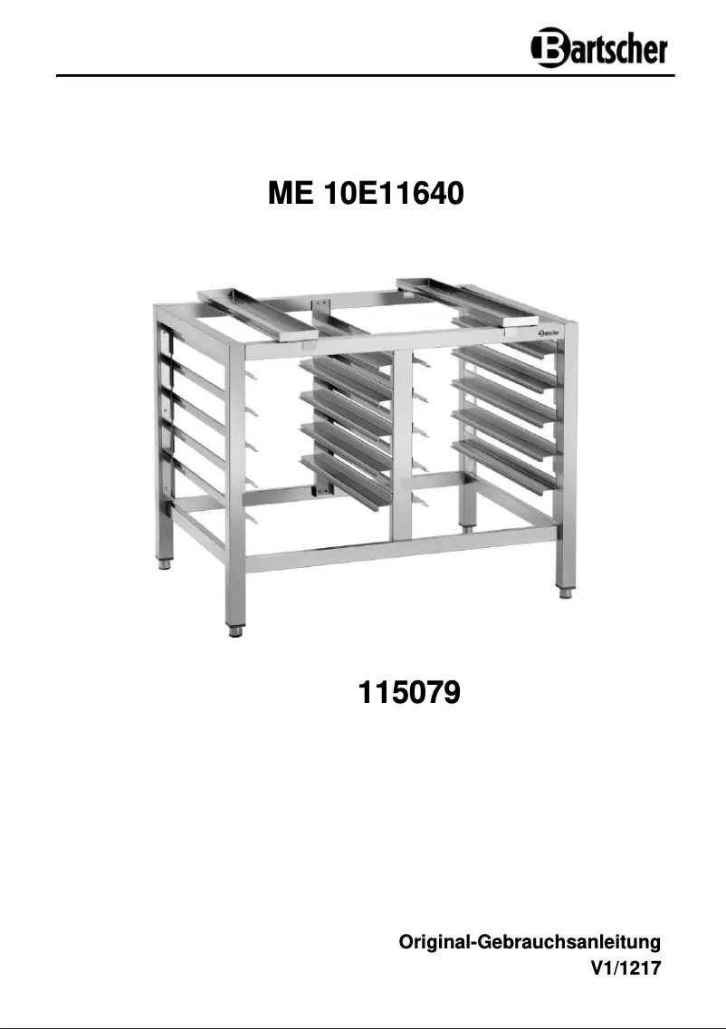 Page n°1 - Manuel utilisateur Bartscher ME 10E11640