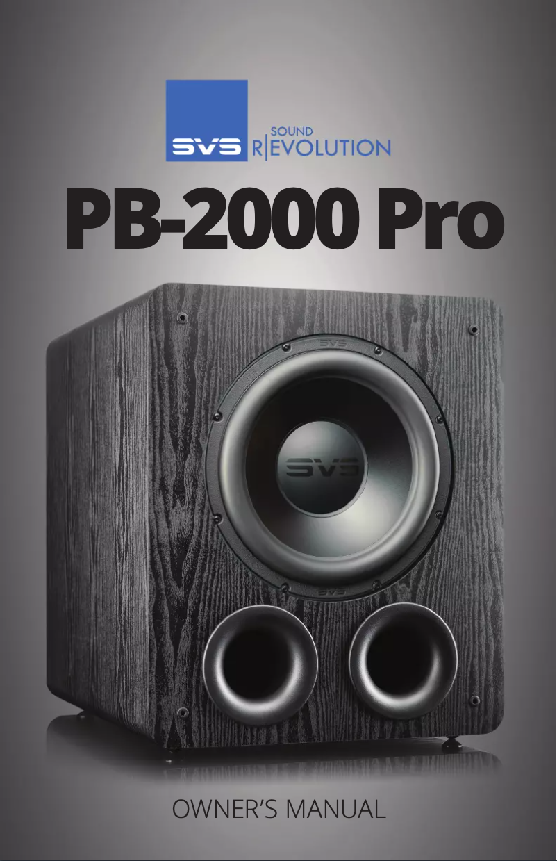 Page 1 of the manual User Manual SVS PB-2000 Pro