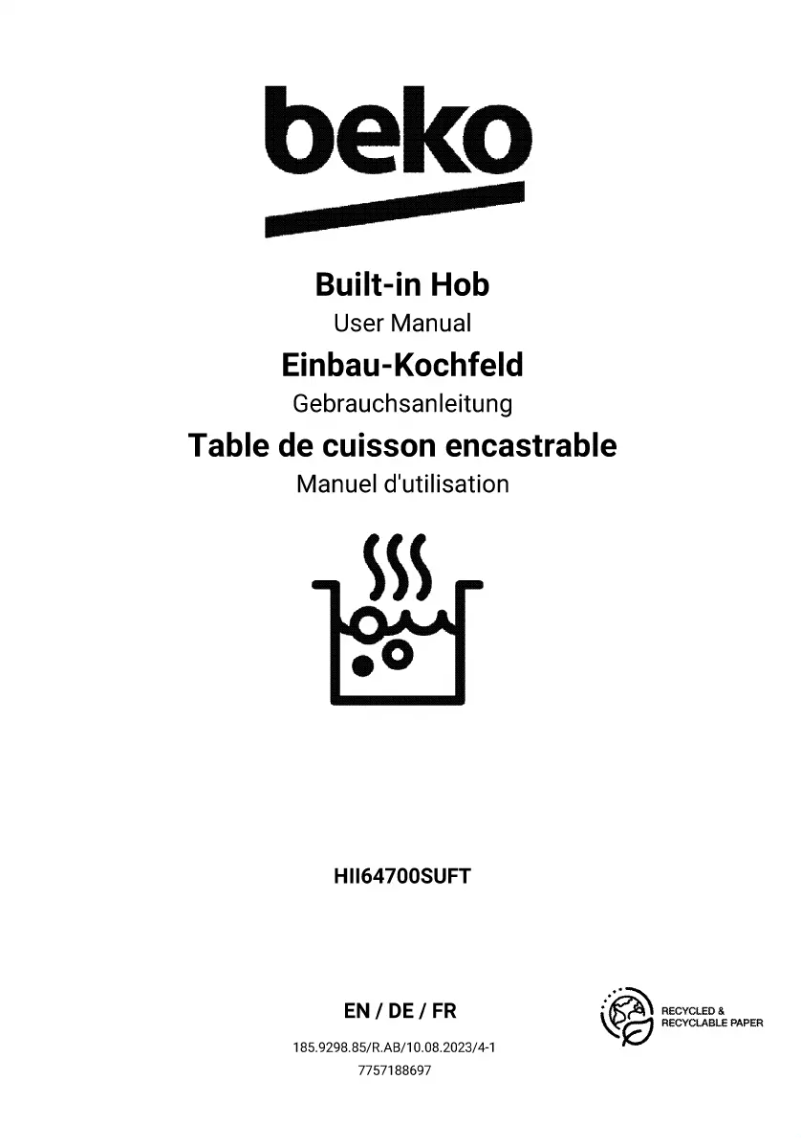 Page 1 de la notice Manuel utilisateur Beko HII64700SUFT