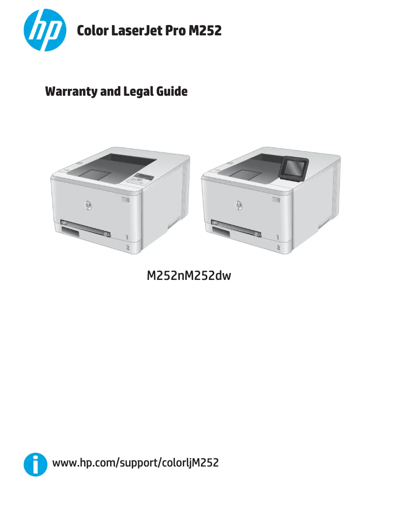 Page n°1 - Informations de garantie HP Color LaserJet PRO M252